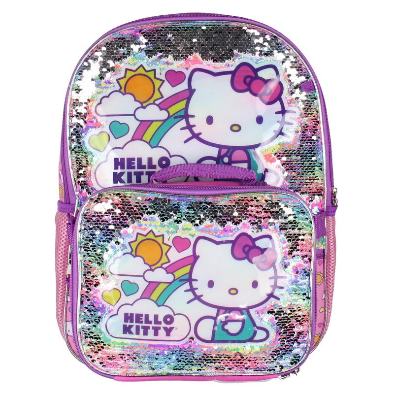 Hello Kitty Backpack 5 Piece Set Lunch Bag Cinch Bag Gadget Case Water Bottle Pink, 4 of 8