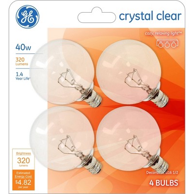 General Electric 40w 4pk G16 Incandescent Light Bulb White/Clear