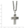 Black Bow Jewelry Stainless Steel Three Bar Cross and Curb Chain Necklace - 24 Inch - 2 of 4