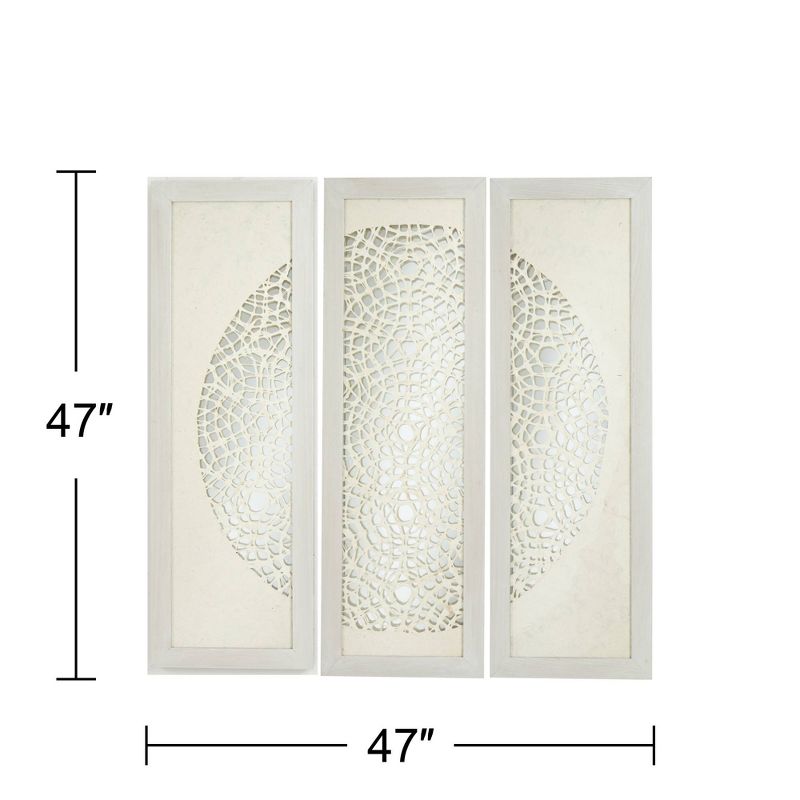 Dahlia Studios Pini Woven Ivory 47" High Mirrored Wall Art Set of 3, 4 of 10