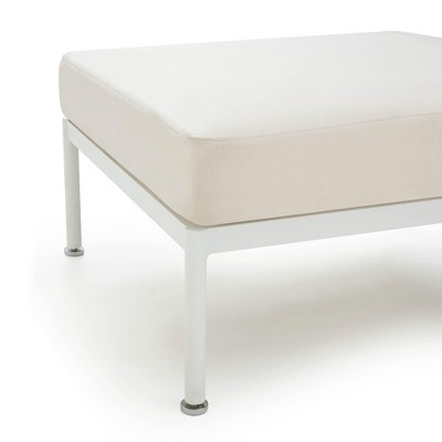 Cream Outdoor Ottoman with Powder-Coated Aluminum Frame
