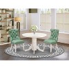 3-Piece Linen white Solid Wood Top - Round Upholstered Dining Room Set - Seats 4 - 2 of 4