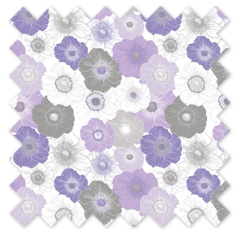 Bacati - Watercolor Floral Purple Gray Cotton Printed Single Window Curtain Panel, 4 of 5