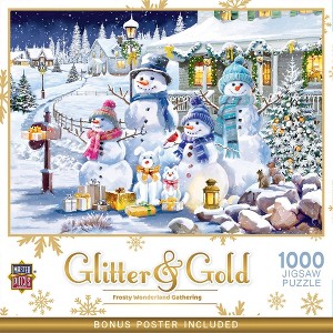 MasterPieces Glitter & Gold - Frosty Wonderland Gathering 1000 Piece Jigsaw Puzzle for Adults - 1 of 4