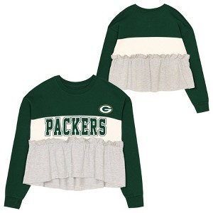 NFL Green Bay Packers Girls' Crew Neck Fleece Sweatshirt - 1 of 3