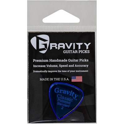 GRAVITY PICKS Classic Pointed Standard Polished Blue Guitar Picks 2.0 mm