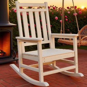 40" Oversized Rocking Chair for Adults, All Weather HDPE Porch Rocker, Heavy Duty Outdoor Rocking Chair 400 lbs for Patio, Garden, Porch - 1 of 4