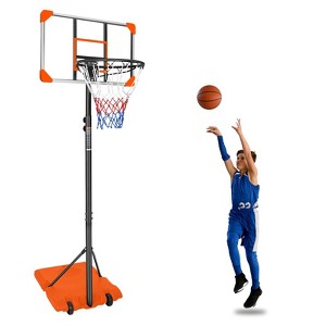 Basketball Hoop System w/Wheels,Height Adjustable Basketball Stand for Teens Adults Indoor Outdoor - 1 of 4