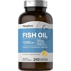 Piping Rock Fish Oil Softgels 1200mg | 240 Count | Lemon Flavor Omega 3 Supplement - 1 of 1