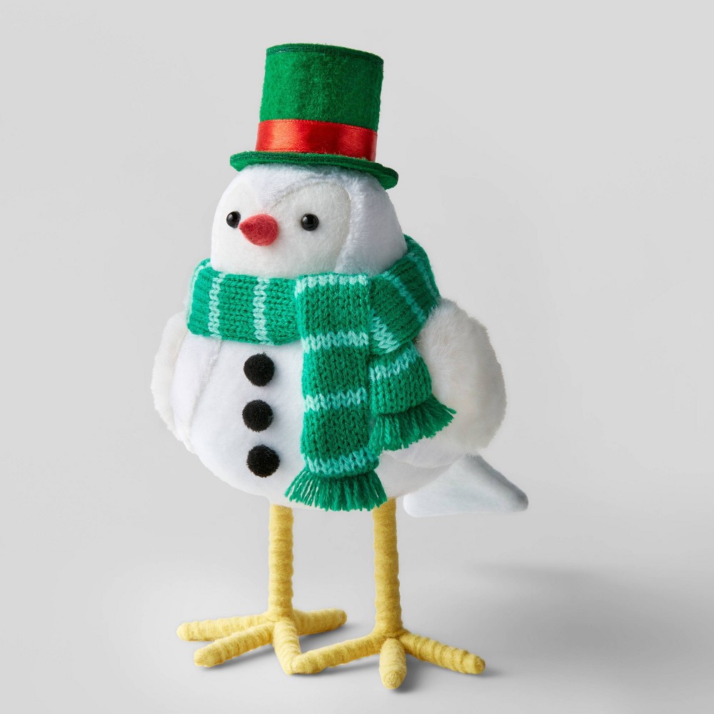 Fabric Bird Dressed as Snowman Decorative Figurine - Wondershop