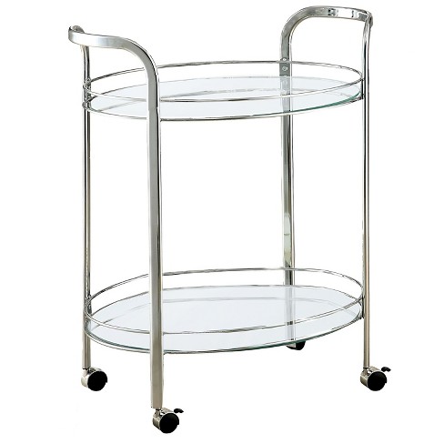 Sauder Coral Cape Modern Metal & Glass Bar Cart in Black