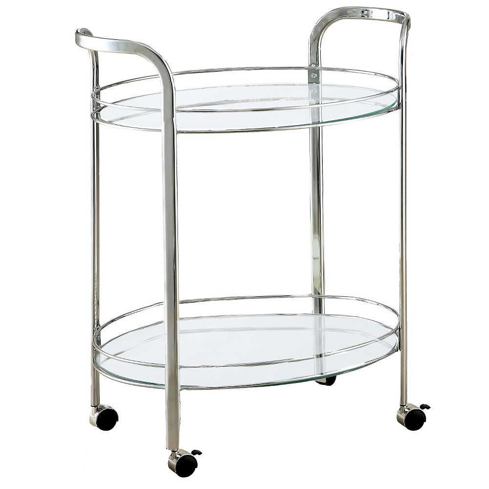 ioHomes Derria Oval Mirrored Serving Cart - Chrome