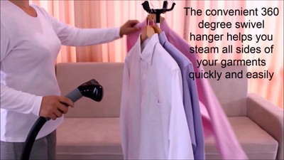 Salav Gs34-bj Performance Garment Steamer with 360 Swivel Multi-Hook Hanger Black