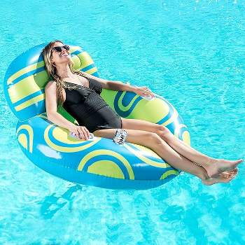 Syncfun Inflatable Pool Lounger Float with Big Backrest, Air Sofa Floating Chair with Handle and Cup Holder for River, Pool, Beach