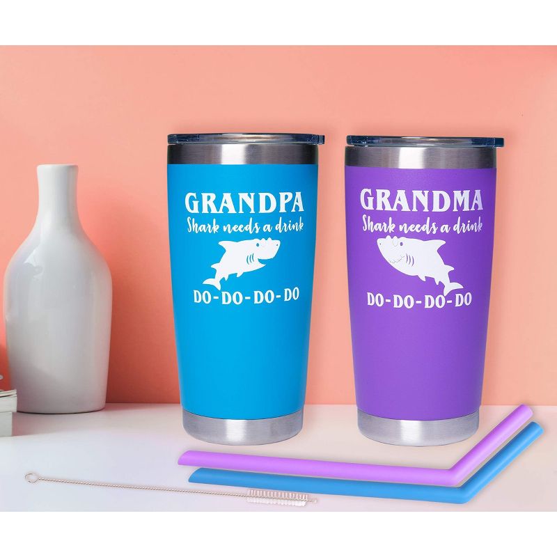 DORADREAMDEKO Grandma and Grandpa Shark Cup Coffee Mug Tumbler - Purple, 3 of 4