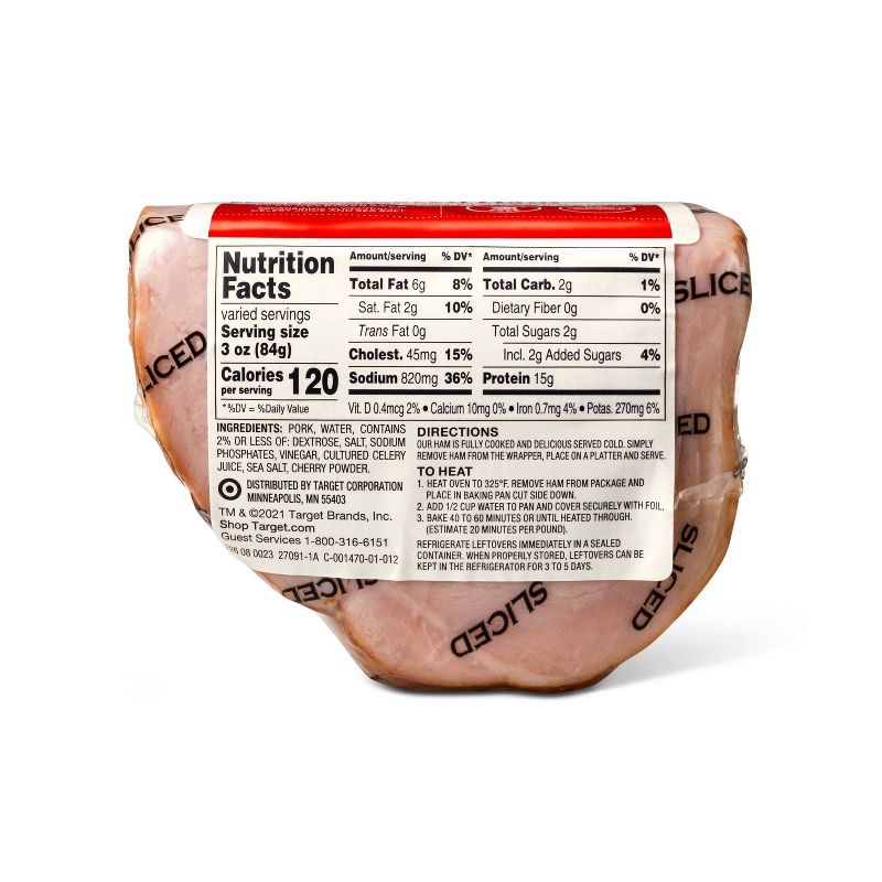 Hickory Smoked Uncured Boneless Sliced Quarter Ham - price per lb - Good &#38; Gather&#8482;, 4 of 5