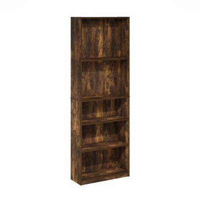 Amber Pine Adjustable 5-Tier Wood Bookcase