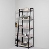 INFURNIC Decorative Bookshelf 16"W Leaning Ladder Shelf with Metal Frame and Wooden Open Compartments, Black, 16"*16"*67" - 3 of 4