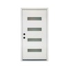 PexFix 36"x80" 4-Lite Exterior Frosted Glass Prehung Front Entry Door Primed Interior Fiberglass Entrance Door White Right Hand Inswing w/ Vinyl Frame - 2 of 4