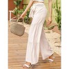 WhizMax Women's Wide Leg High Waist Pants Smocked Elastic Waist Loose Flowy Pant With Belt - 3 of 4