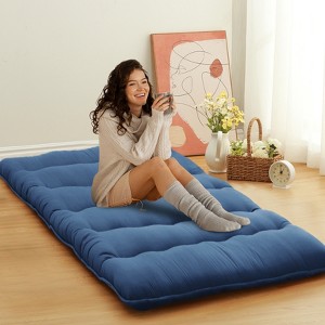 Japanese Floor Futon Mattress - Thick Tatami Sleeping Pad for Twin/Full/Queen, Portable Lounger Bed - 1 of 4