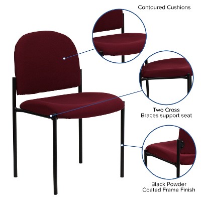 Burgundy Fabric and Vinyl Stackable Metal Side Chair