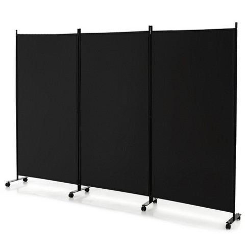 Costway 3-Panel Folding Room Divider 6Ft Rolling Privacy Screen withLockable Wheels Black/Brown/Grey/White - image 1 of 4