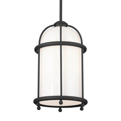 Elegant Farmhouse 1-Light Character Bronze Pendant with Opal Glass