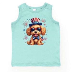 The Juniper Shop Patriotic Fluffy Dog Youth Tank Top - XL - Seafoam - 1 of 4