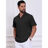 INSPIRE CHIC Men's Casual Henley Band Collar Short Sleeve Summer Linen Shirts - 4 of 4
