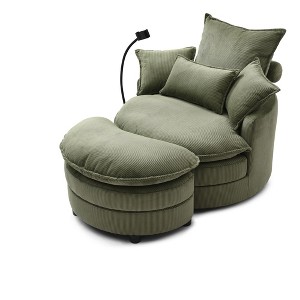NicBex Corduroy Oversized Swivel Accent Chair,Upholstered Swivel Living Room Chairs with Ottoman and 4 Pillows,Accent Chairs for Living Room - 1 of 4