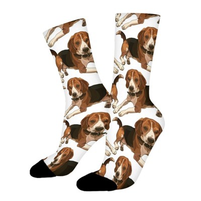 Cute Beagles Women Printed Crew Socks Funny Funky Socks Soft Polyester Novelty Gifts for Artists Men