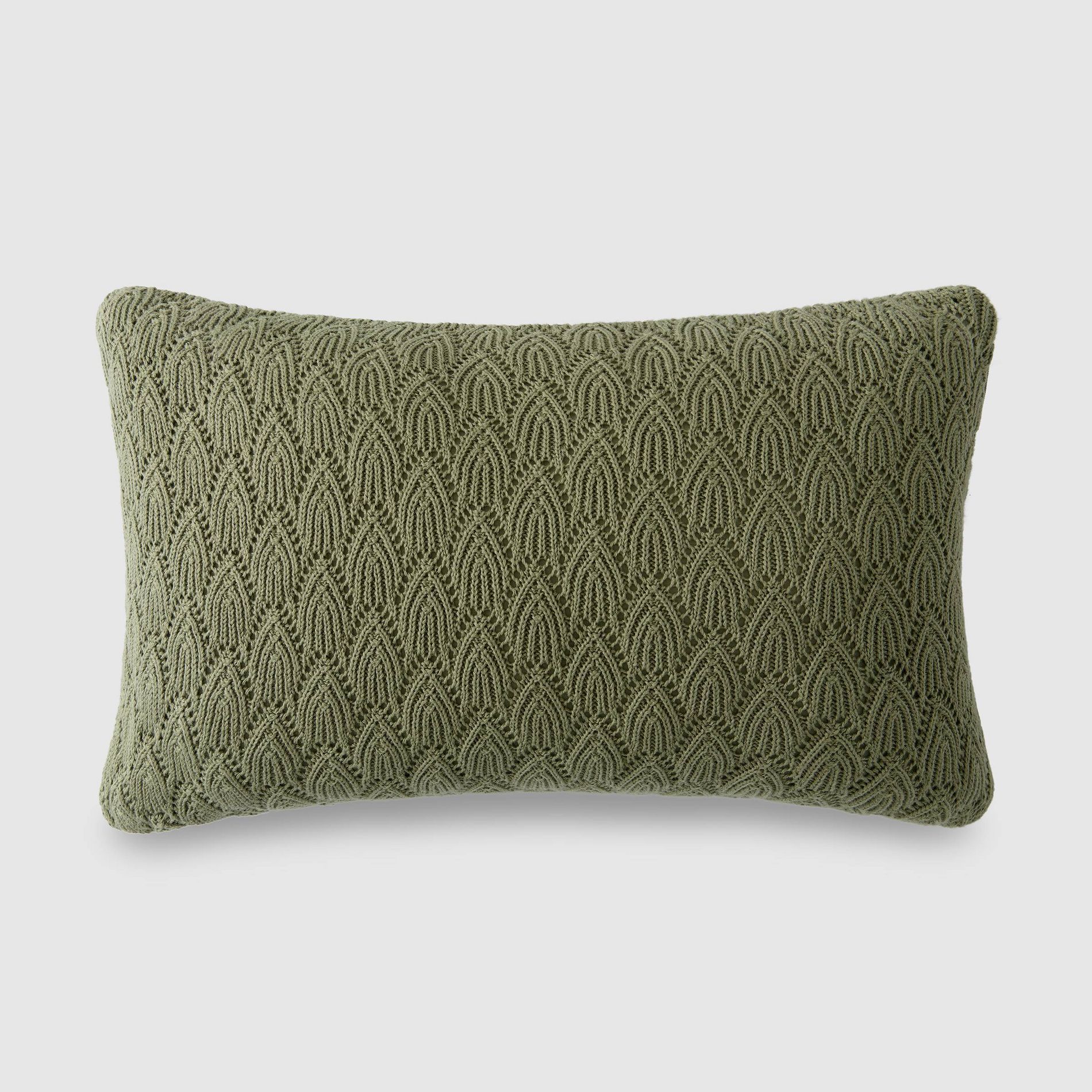 20"x12" Jeremiah Brent Home Pointelle Lumbar Accent Pillow Olive Green