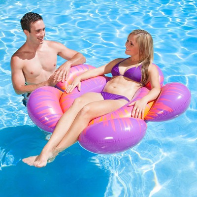 Swim Central 56" Flower Burst Bloomin 1-Person Swimming Pool Inner Tube - Purple/Pink
