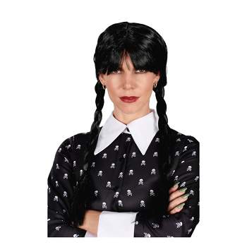 Angels Costumes Wednesday Inspired Gothic Girl Black Braided Black Adult Costume Wig