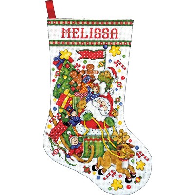 Design Works Counted Cross Stitch Stocking Kit 17" Long-Santa & Sleigh (14 Count)