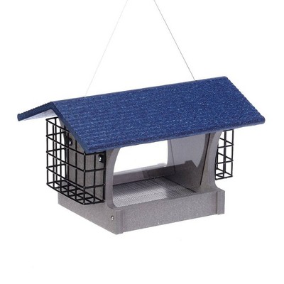 Birds Choice 3qt Green Solutions Hopper Feeder with Suets Gray with Blue Roof - Medium