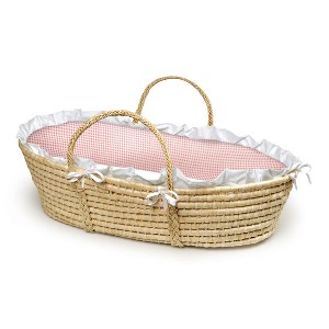 Badger Basket Natural Moses Basket Bedding - Pink Gingham