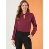 INSPIRE CHIC Women's Satin Long Sleeve Keyhole Collared Blouse - 3 of 4
