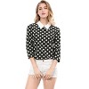 Allegra K Women's Polka Dots Contrast Peter Pan Collar 3/4 Sleeves Blouse - 3 of 4