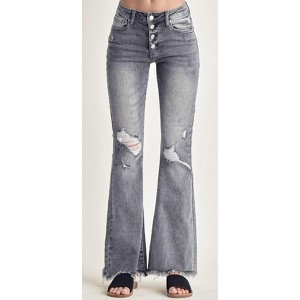 Women's Mid Rise Button Flare Jeans - RISEN - 1 of 3