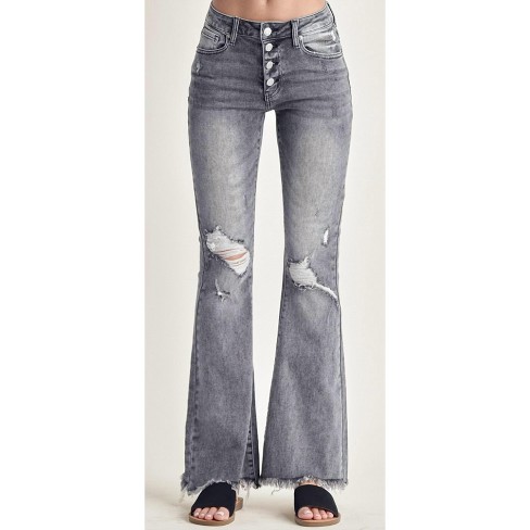 Women's Mid Rise Button Flare Jeans - RISEN - image 1 of 3