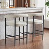 Boucle Fabric Upholstered Bar Stools with Armrests and Metal Frame for Kitchen, Dining or Home Bar (Set of 2) - 4 of 4