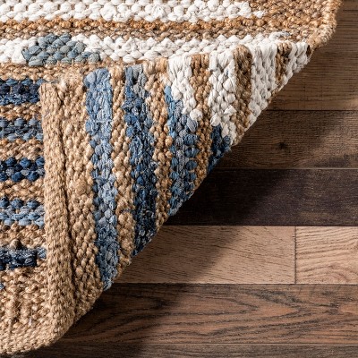 Handmade Braided Cotton and Jute Runner Rug