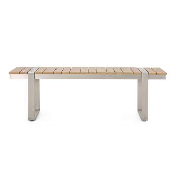Cibola Outdoor Aluminum Dining Bench - Natural/Silver - Christopher Knight Home