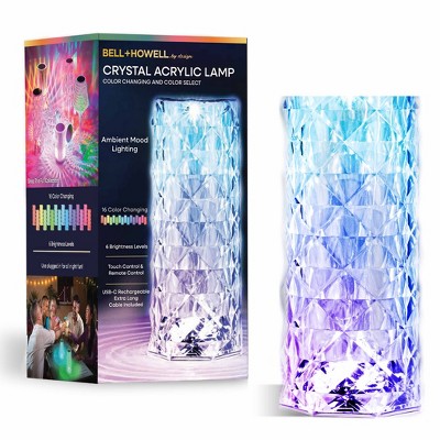 Bell + Howell Acrylic Lamp 1 Pack LED Rechargeable Touch Control Remote Color Changing Ambient Light