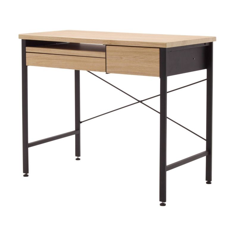 Ashwood Compact Home Office Desk with Drawers in Ashwood/Black - Studio Designs, 4 of 12