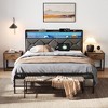 Bed Frame, Upholstered Platform Frame with Storage Headboard, LED and Charging Station - 2 of 4