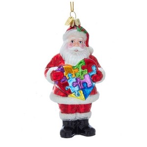 Kurt Adler Noble Gems Glass Ornament for Christmas Tree, Autism Awareness Santa, 5.25" - 1 of 1