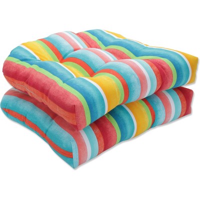 Set of 2 Outdoor/Indoor Wicker Seat Cushions Dina - Pillow Perfect